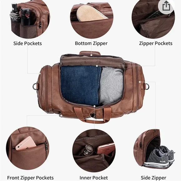 NWT Faux Leather Travel Bag - Picture 10 of 12